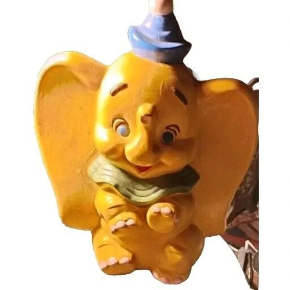 Vtg Dumbo.the Elephant Piggy-Bank Disney Ylw Chalkware Ceramic Prop Pre'72 RARE